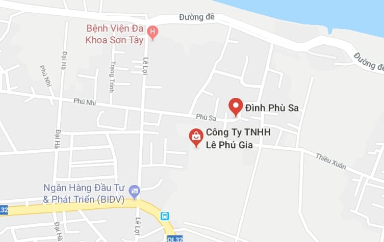 Tìm đường Phố Phù Sa, thị xã Sơn Tây, Hà Nội